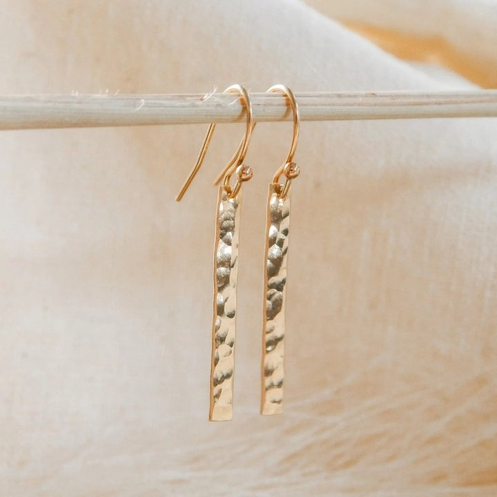 Hammered Bar Earrings Gold