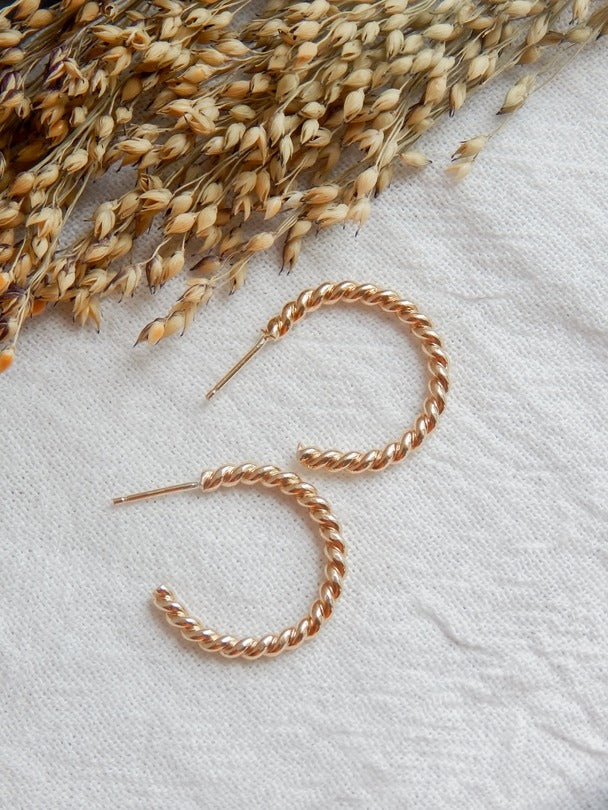 Twist Hoop Earrings Gold