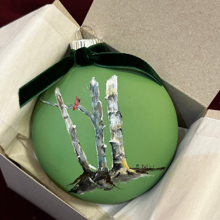 Aspen + Cardinal Painted Ornament