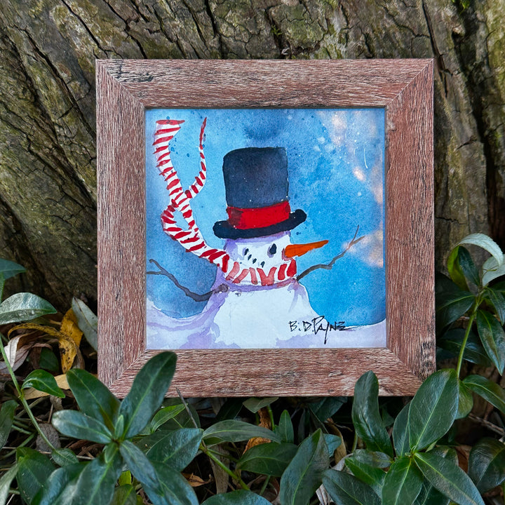Candy Stripe Snowman Small Painting