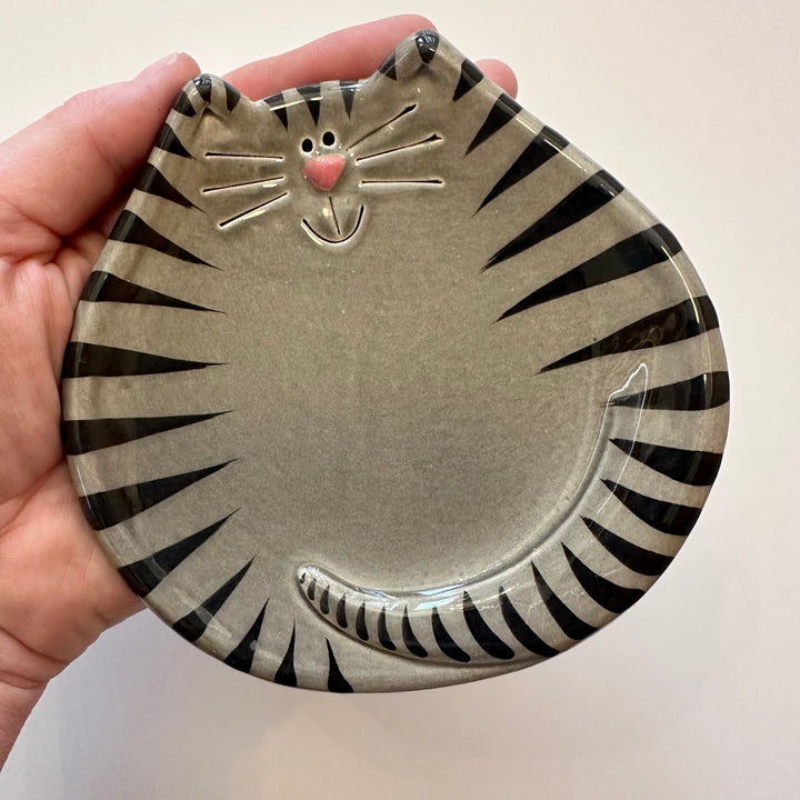 5" Gray Tiger Cat Dish