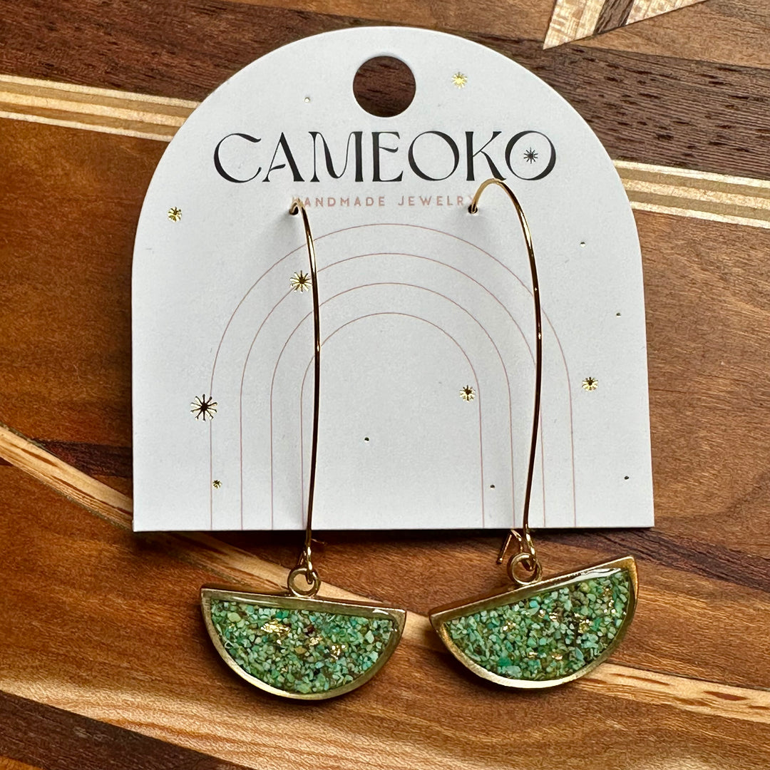 Crushed Gem Half Moon Earrings