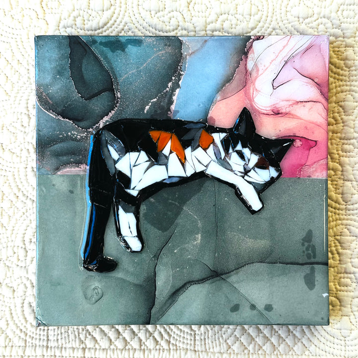 Calico Cat Napping Mosaic
