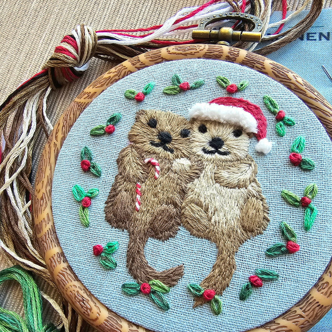 Holiday Otterly Adorable Ornament Embroidery Kit