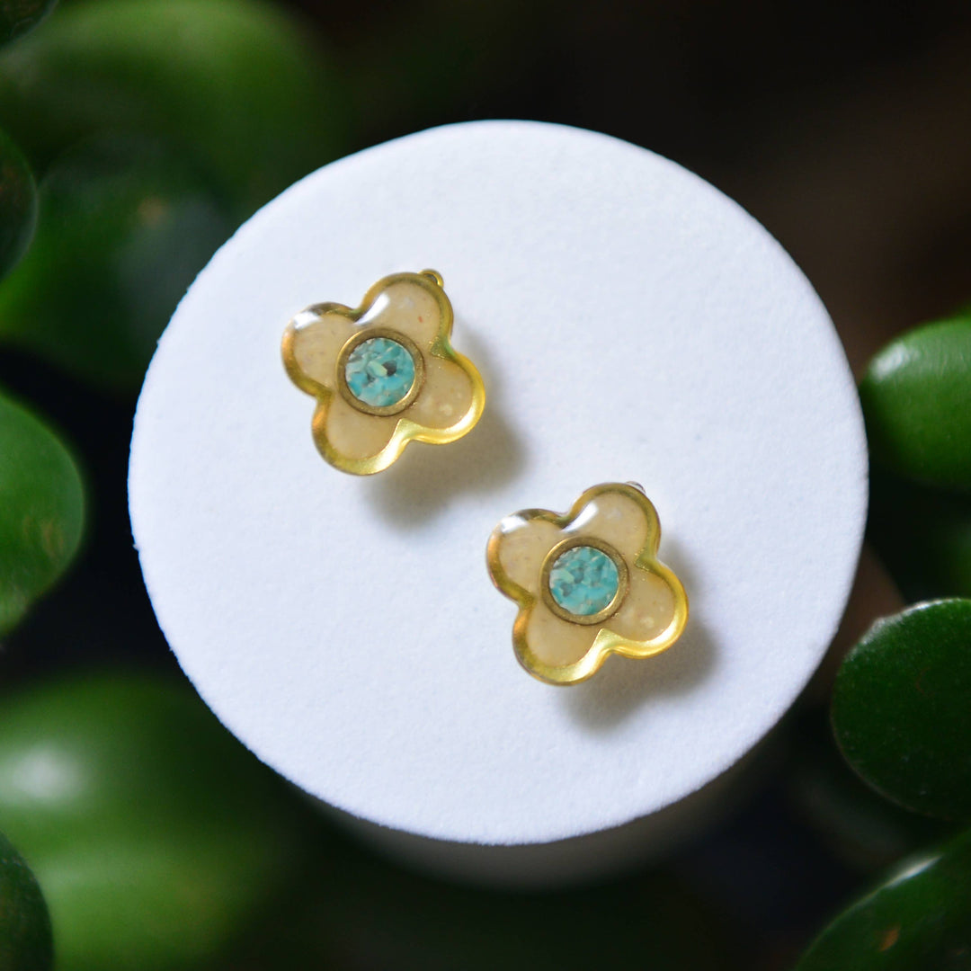 The Bloom Earrings - Golden Opal+ Turquoise
