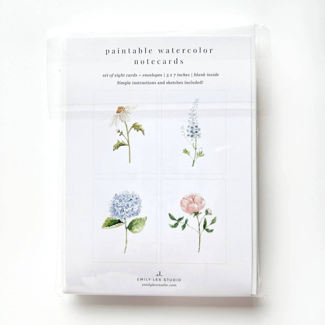Garden Flowers Paintable Watercolor Notecard Set