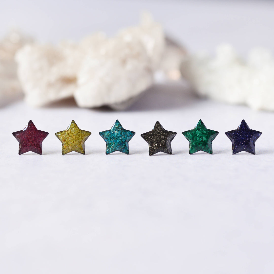 Star Pack Stud Earrings set of two - Gold Leaf + Pyrite