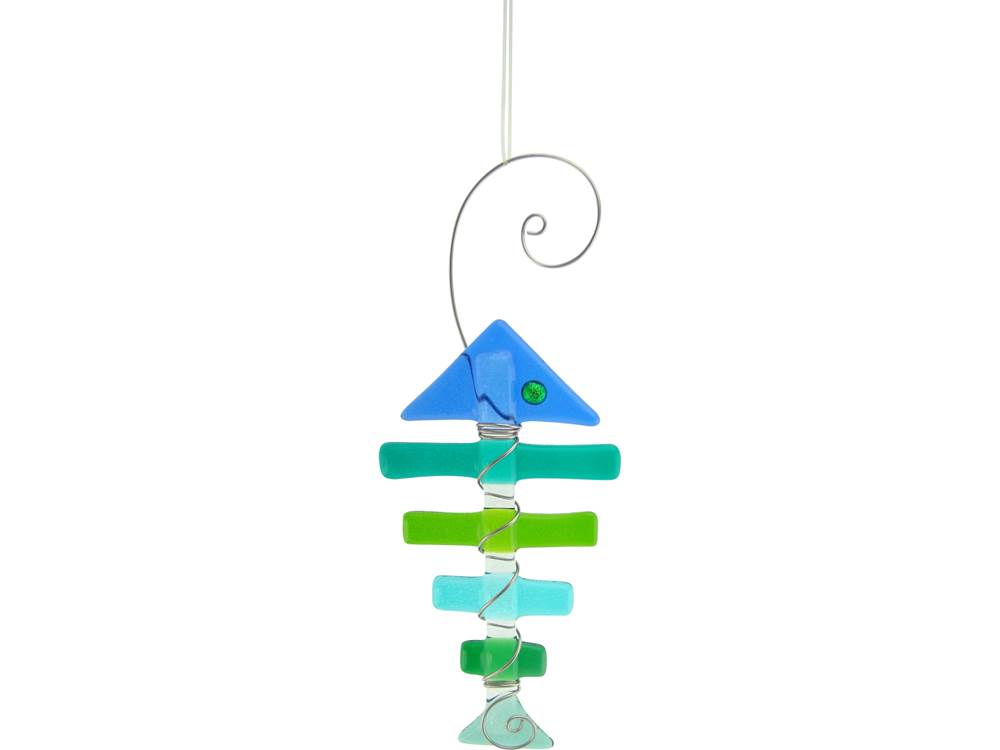 Bone Fish Ornament Blue Green