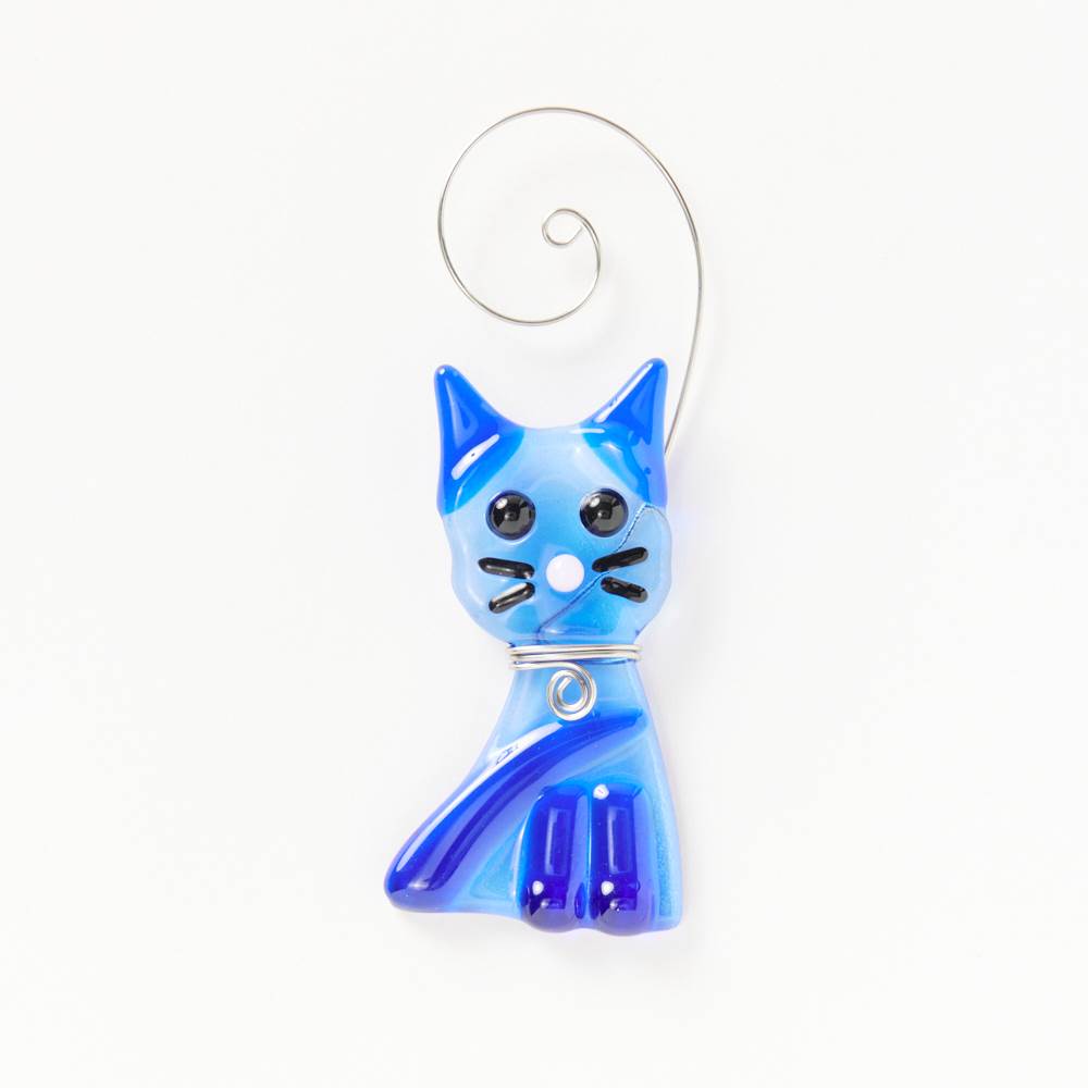 Fluffy Cat Suncatcher Blue