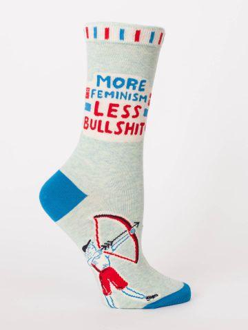 More Feminism Less Bullsh*t Crew Socks