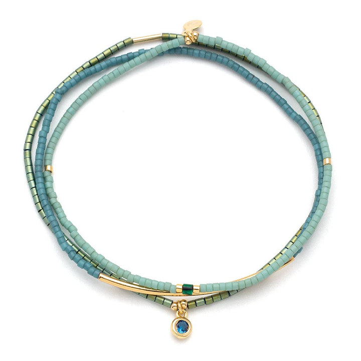Turquoise+ Gold Tonal Chromacolor Miyuki Bracelet Trio