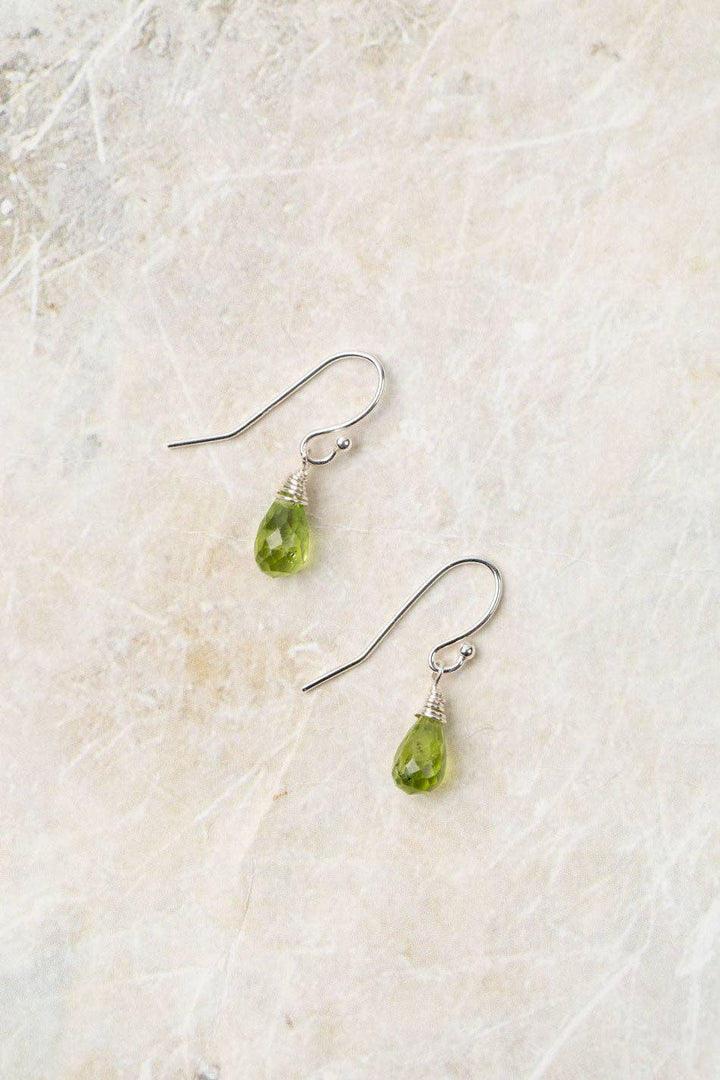 Birth Flower August Peridot Dangle Earrings