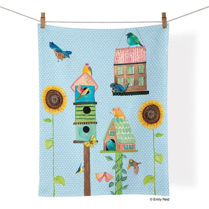 Cotton Tea Towel Birdhouse Lane