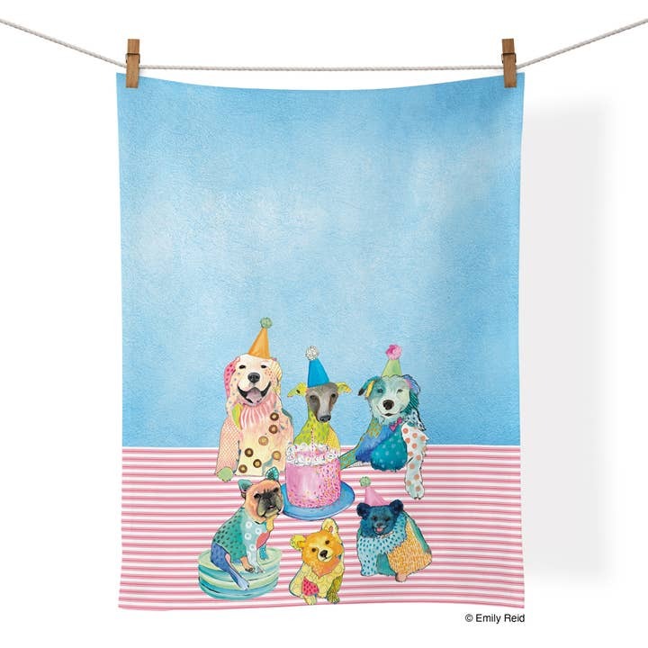 Cotton Tea Towel Dog Party