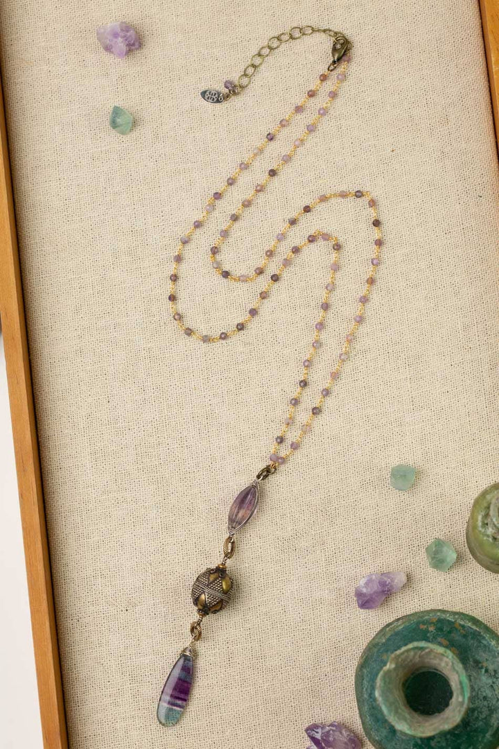 Aspire 25.5-27.5" Faceted Pink Amethyst With High Quality Fluorite Briolette Statement Necklace