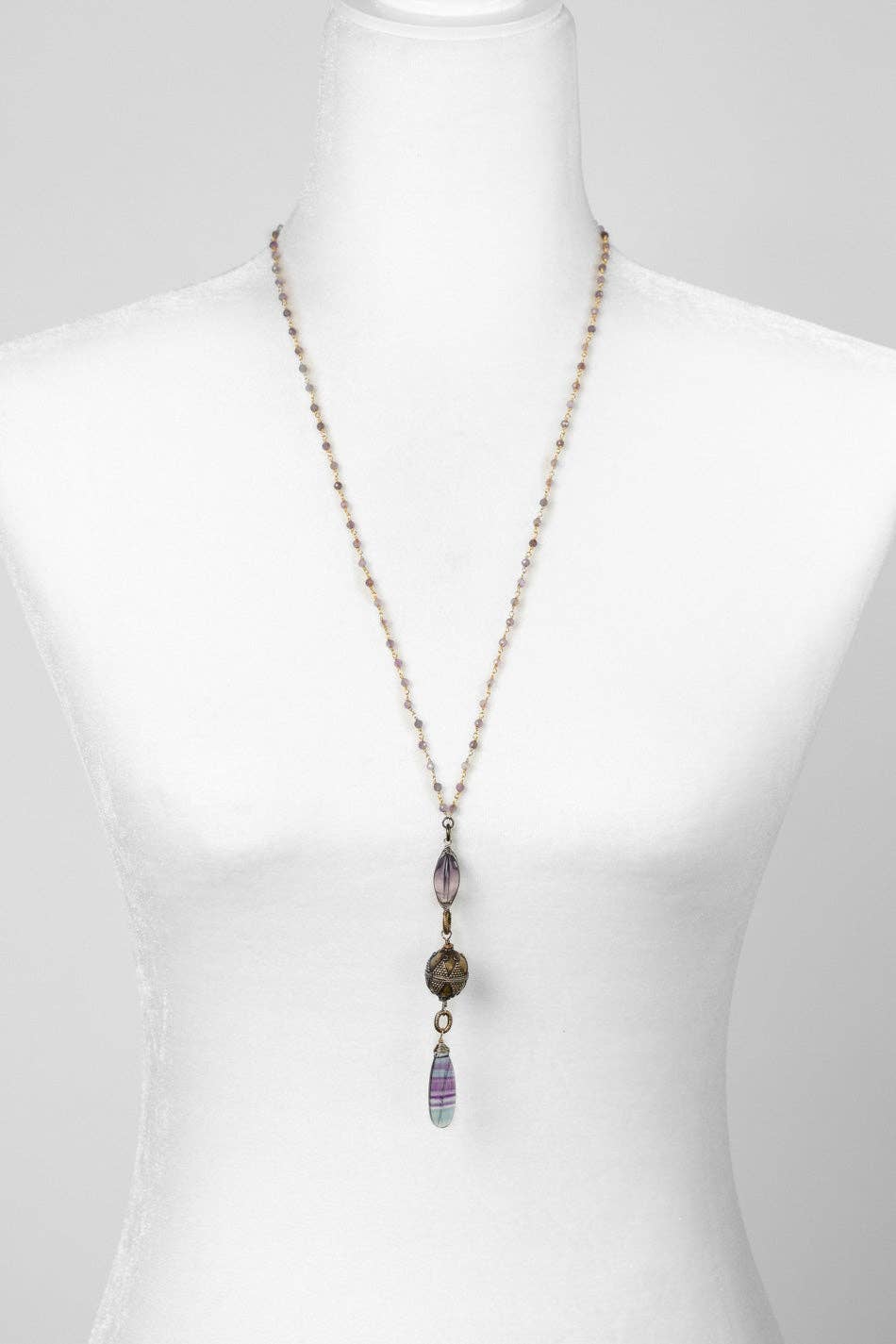 Aspire 25.5-27.5" Faceted Pink Amethyst With High Quality Fluorite Briolette Statement Necklace