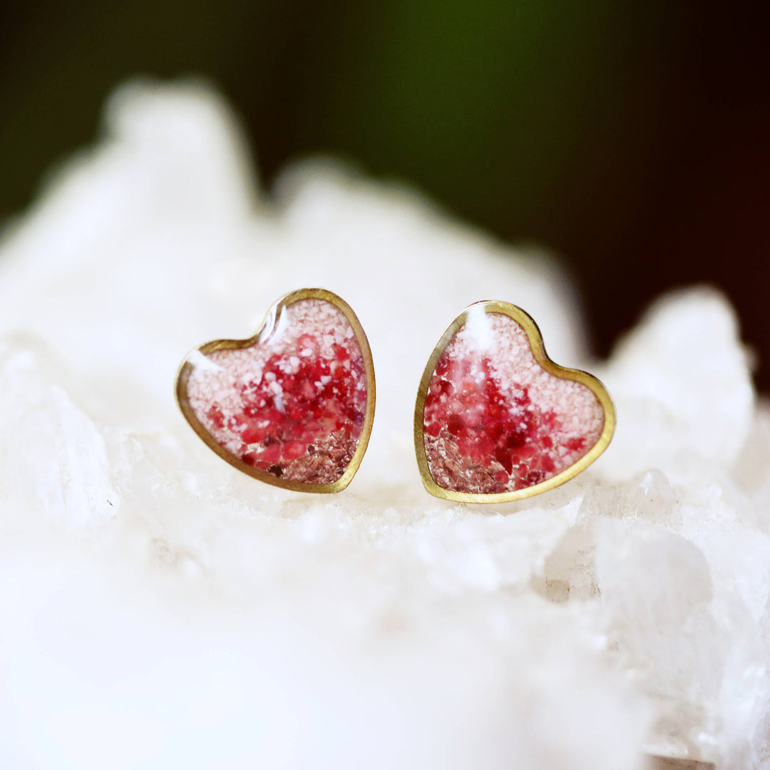 Gradient Stone Inlay Heart Shaped Stud Earrings