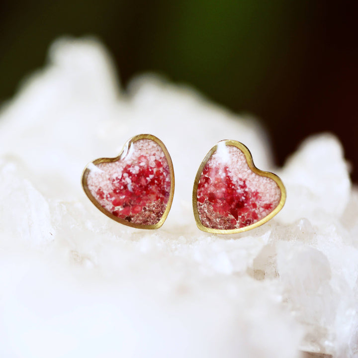 Gradient Stone Inlay Heart Shaped Stud Earrings
