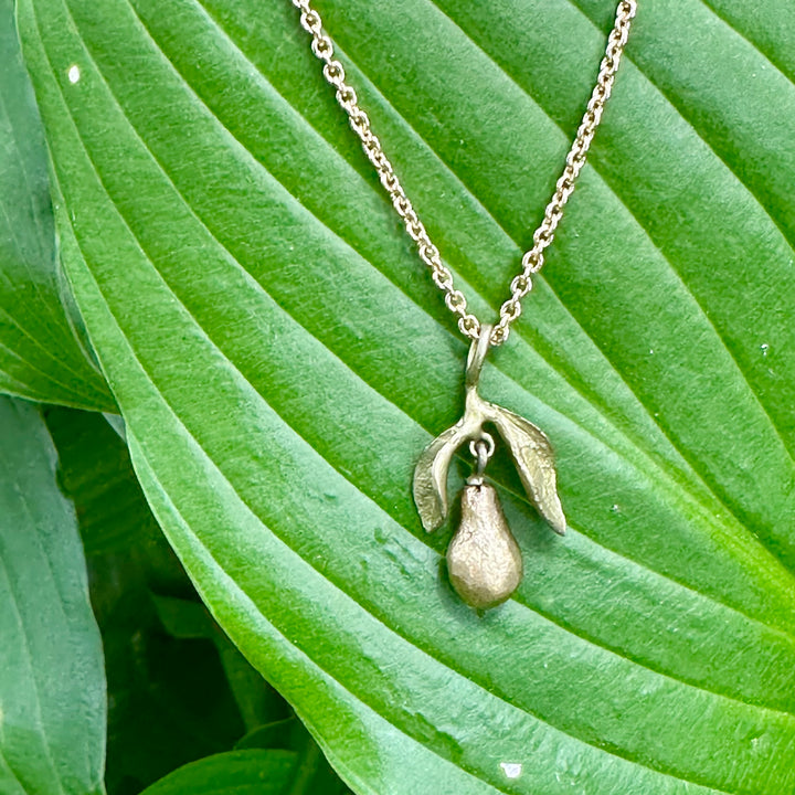 Golden Pear Pendant Necklace