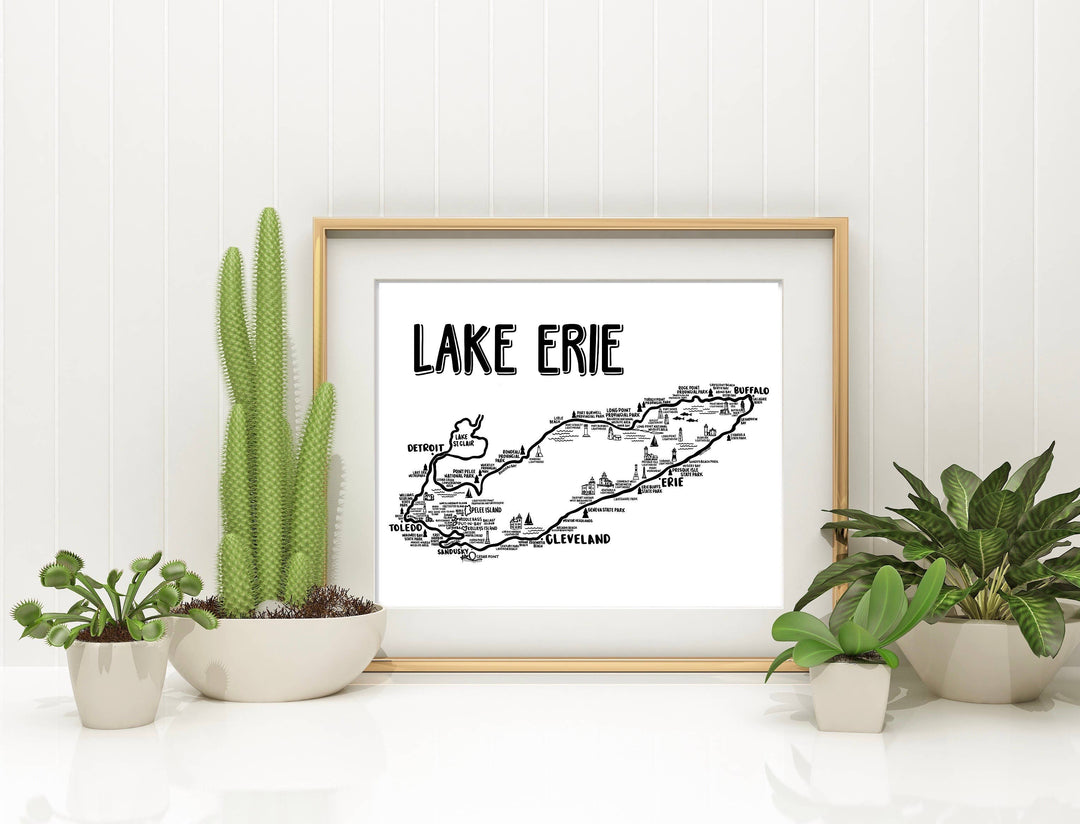 Lake Erie Map White