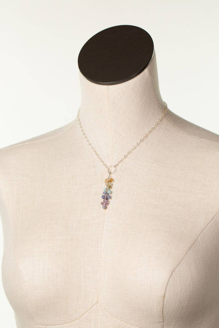 Sanctuary 15.5-17.5" Citrine, Amethyst, Larimar Cluster Necklace