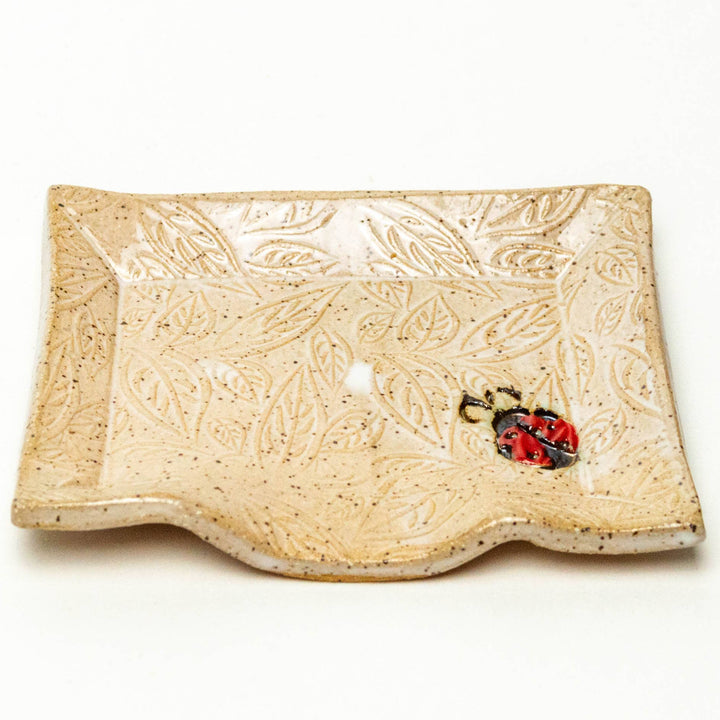 Ladybug Pattern Ceramic Soap Dish