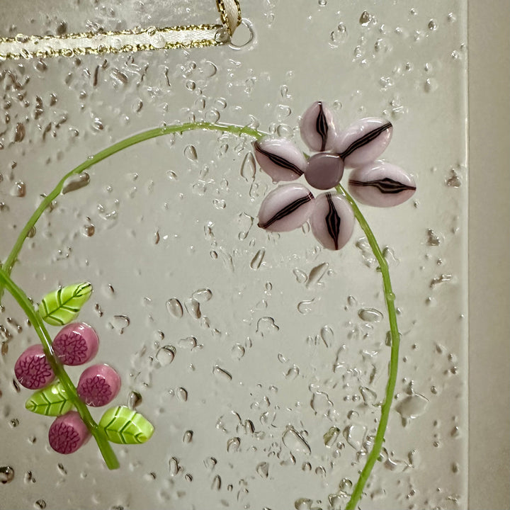 Pink + Purple Floral Heart Suncatcher