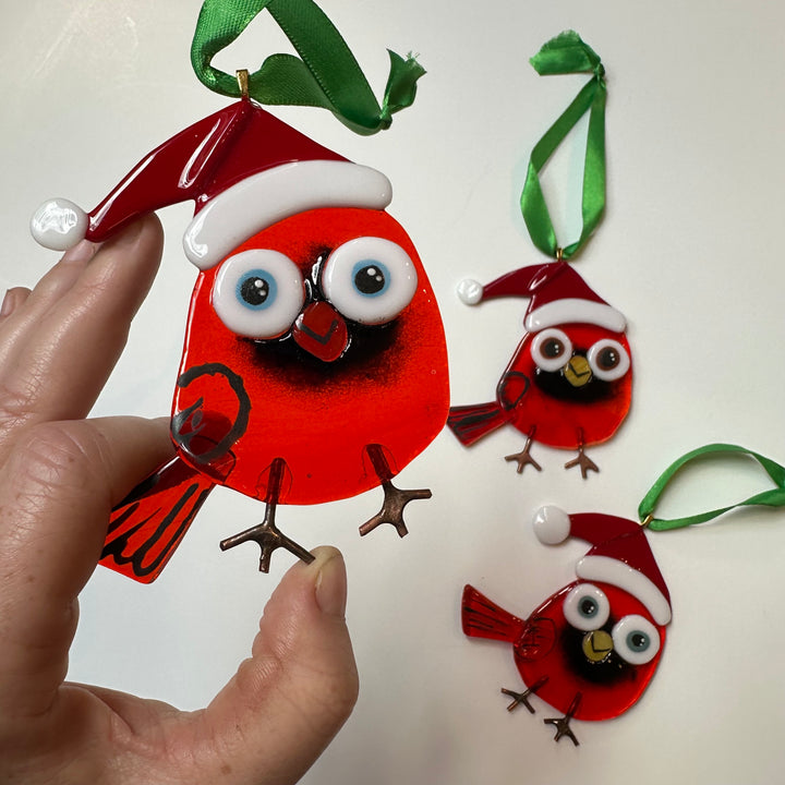 Santa Bird Ornament Red