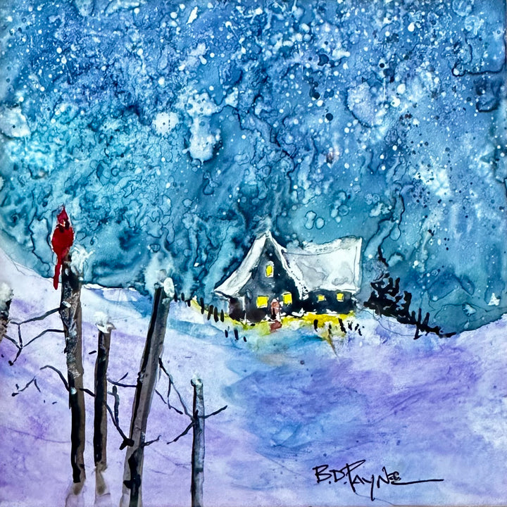Warm Glow in Winter Medium Painting