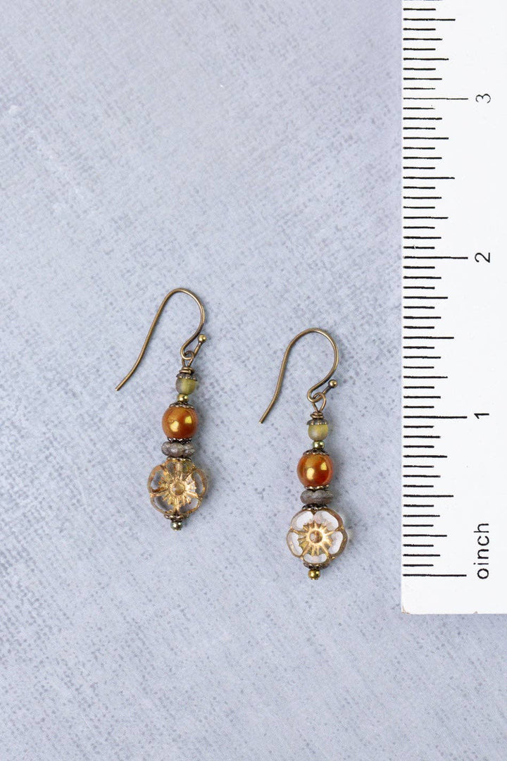 Sacred Heart Czech Glass Flower Earrings