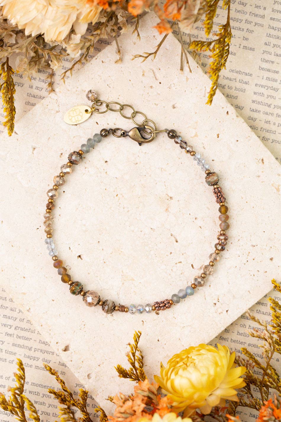 Copper Tides Czech Glass + Crystal Collage Bracelet