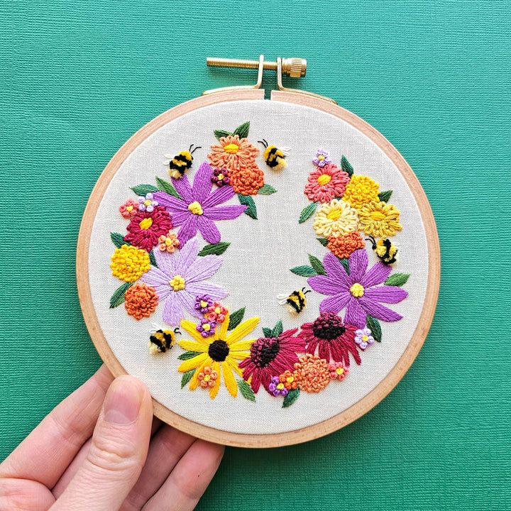 Bumblebee Bouquet Hand Embroidery Kit