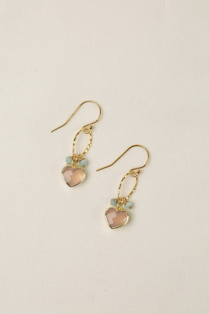 Solace Aquamarine With Rose Quartz Dangle Earrings