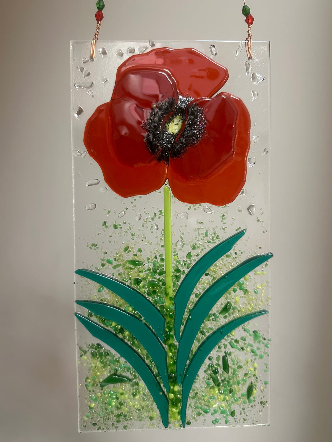 Poppy Panel Fused Glass