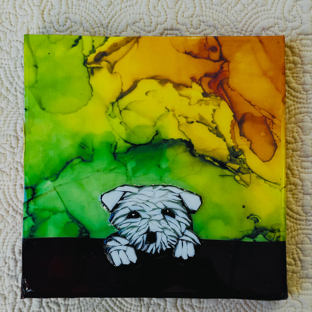 White Puppy Peaking Mosaic