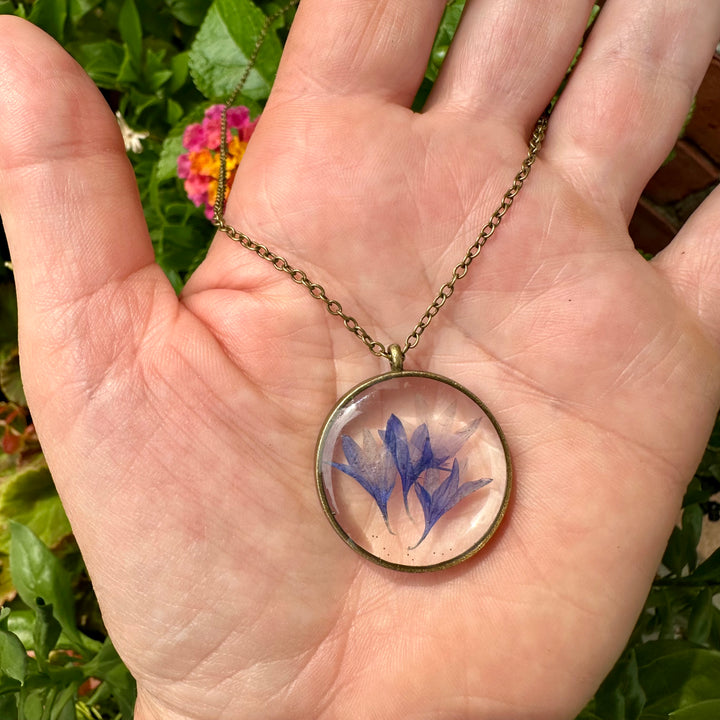 Pressed Botanical Necklace - Purple Flower II