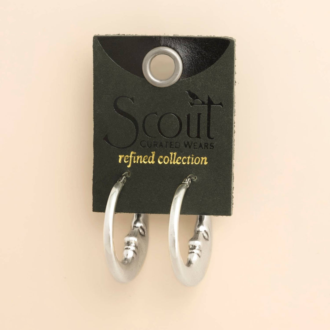 Moon Hoop + Silver Refined Icon Earrings
