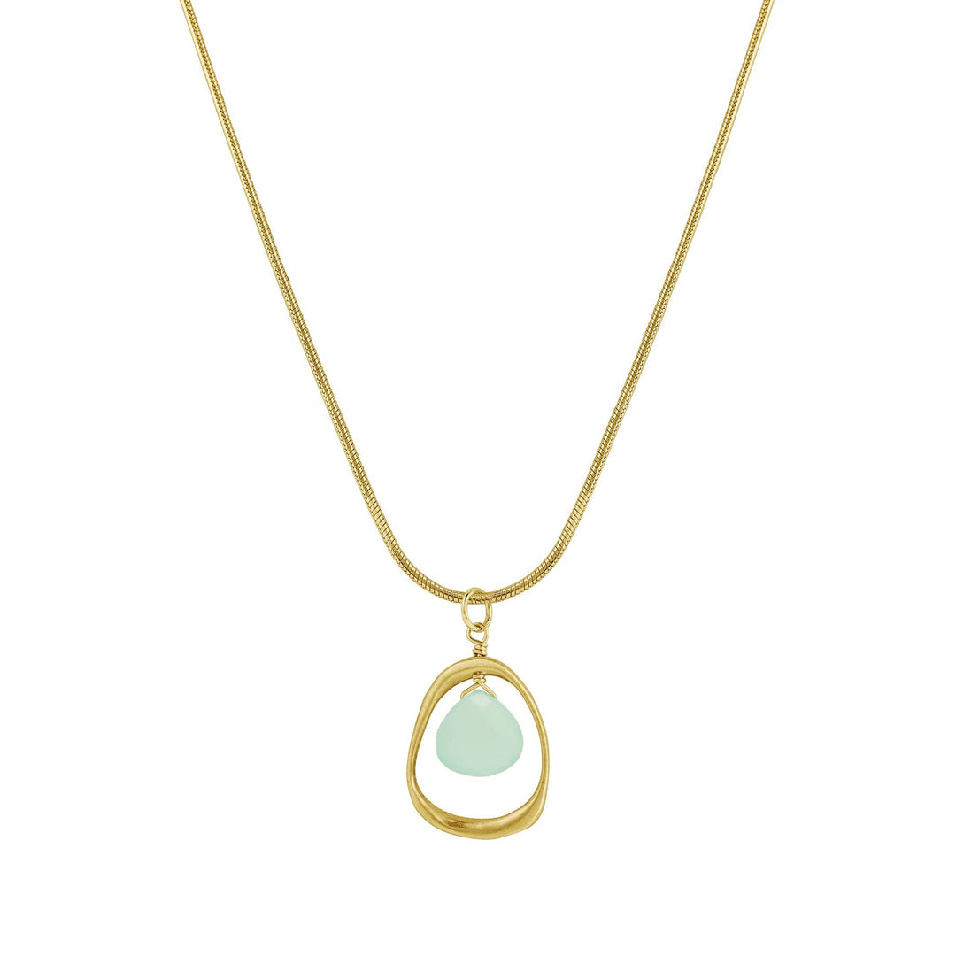 Open Circle with Chalcedony Necklace in Silver