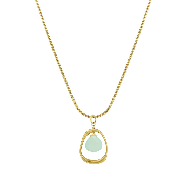 Open Circle with Chalcedony Necklace in Silver