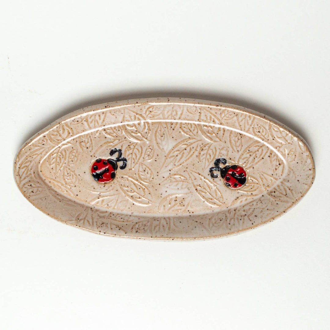 Ladybug White Oval Trinket Dish