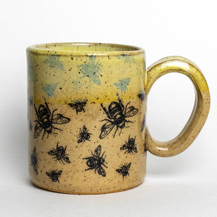 12 oz. Bee Pattern w/ Yellow Dip Ceramic Mug