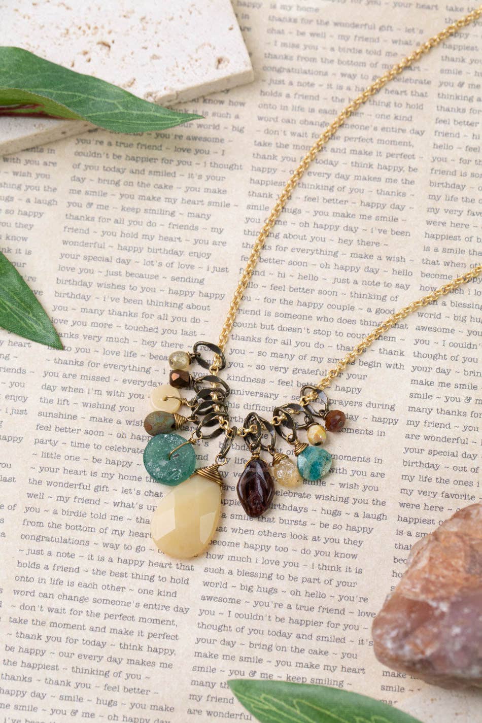 Atlas Honey Opal + Roman Glass Necklace