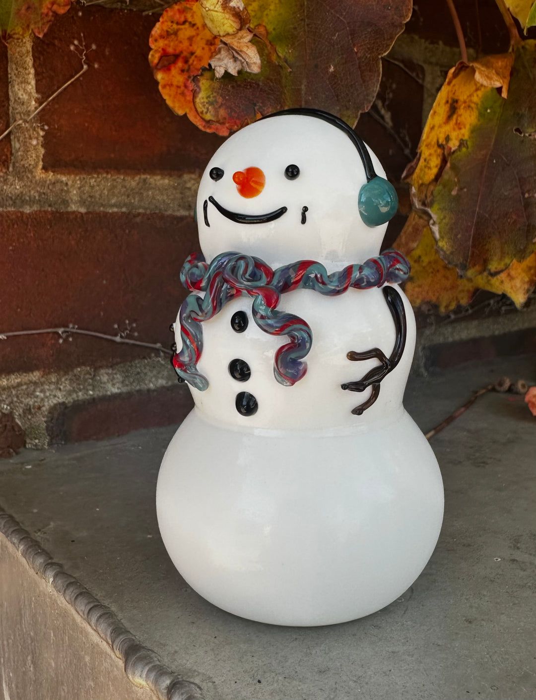 Snowman Small - Blue + Red Scarf