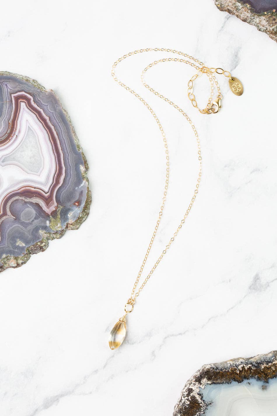 Birthstone November Gold Citrine Solitaire Drop Necklace