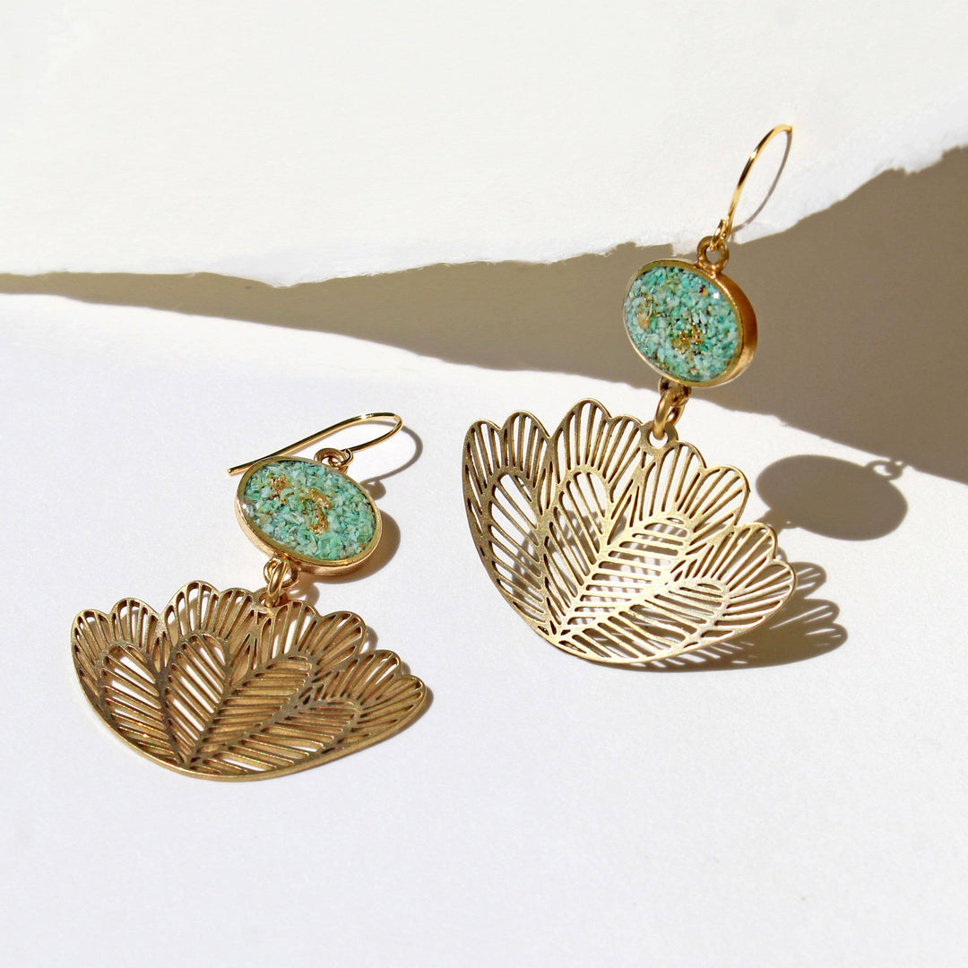Crushed Gemstone Zoe Lotus Earrings