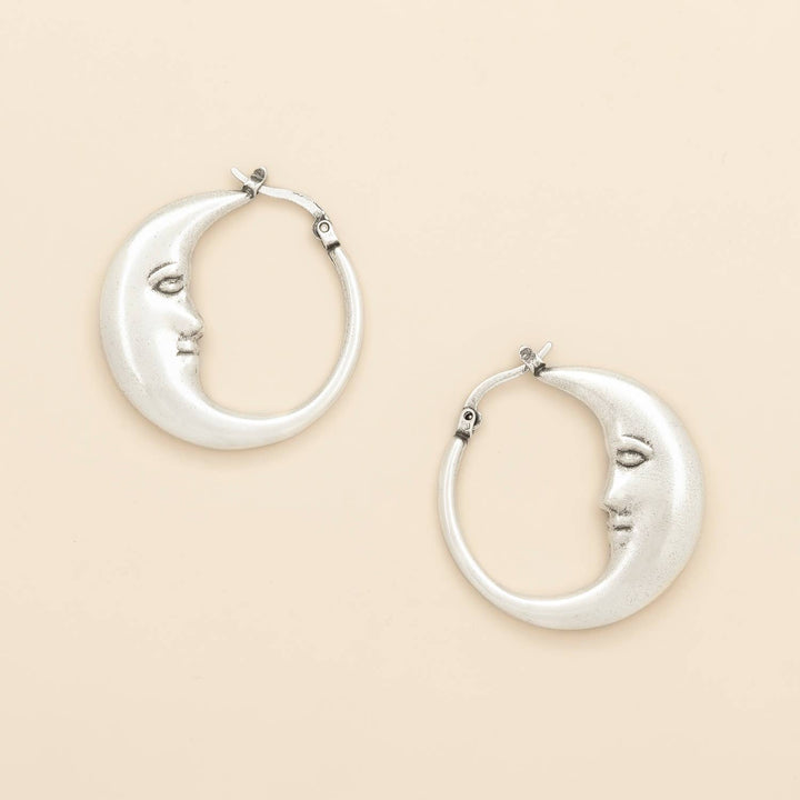 Moon Hoop + Silver Refined Icon Earrings