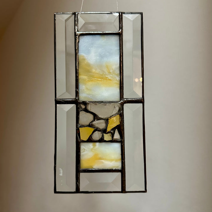 Yellow + White Stained Glass Panel