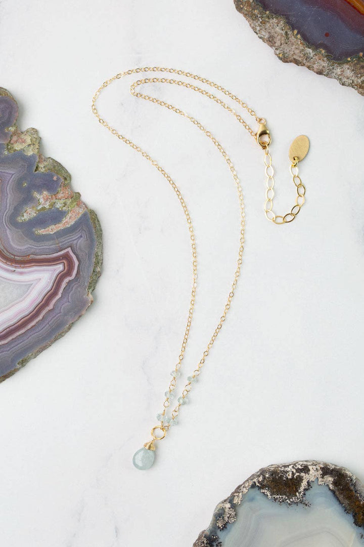 Birthstone March Gold Aquamarine Necklace