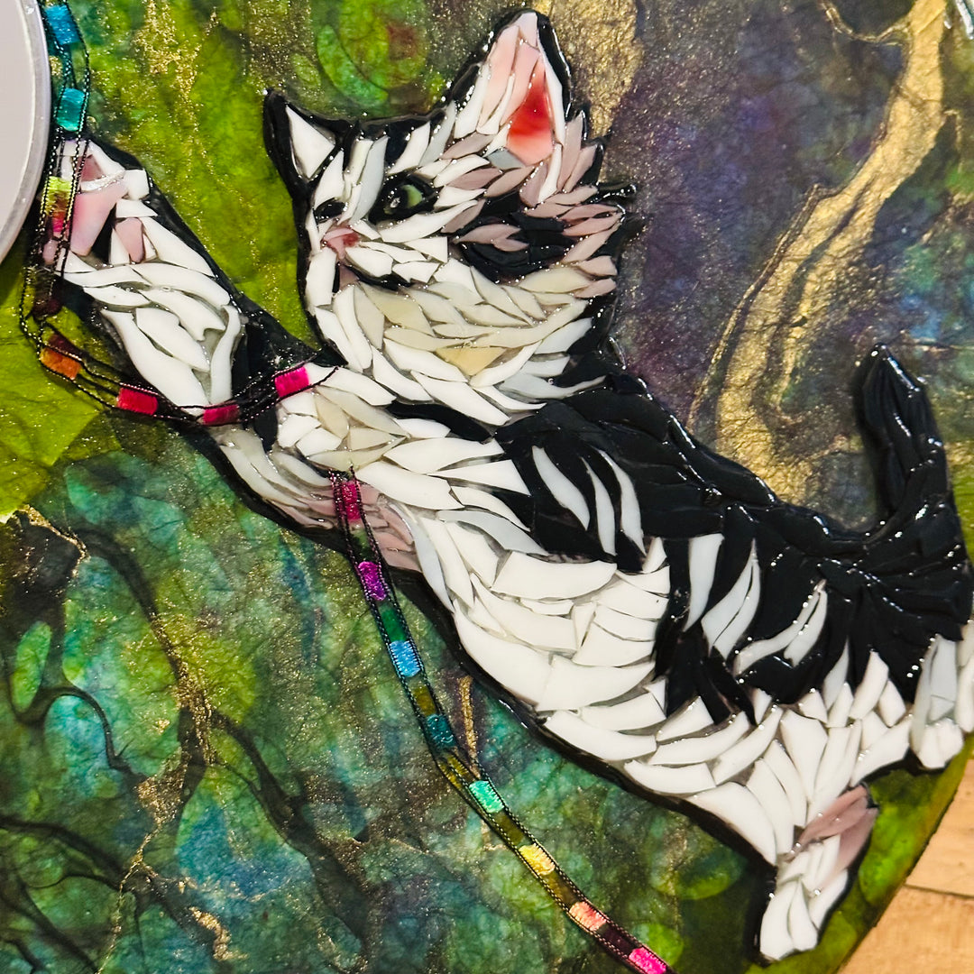 Kitty Cat Mosaic Mirror Round