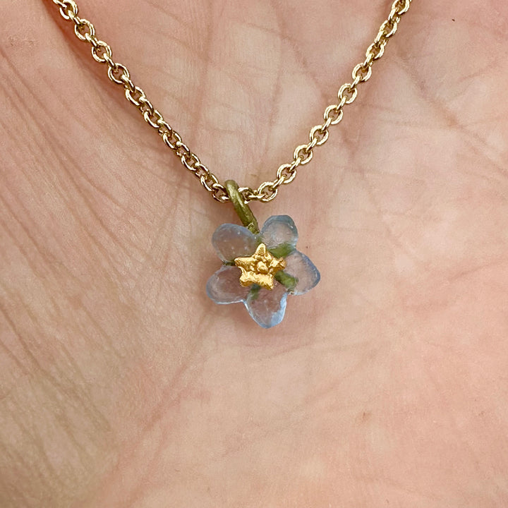 Forget Me Not Single Flower Pendant Necklace